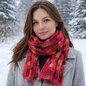 Bohemian Multicolor Polka Dot Scarf – 68% Acrylic, 32% Cotton – Made in France”